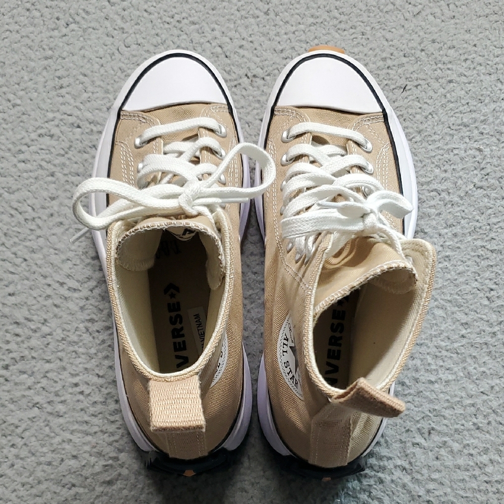 Converse Women's Beige High-Top Platform Sneakers with Chunky Tread Size 8.5 - Picture 5 of 13